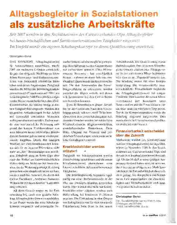 Vorschauseite 1: Alltagsbegleiter in Sozialstationen als zusätzliche Arbeitskräfte