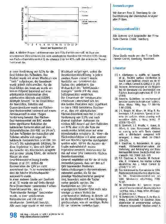 Vorschauseite 5: Das Adsorptionsverhalten von Wirkstoffen in Flächen-Desinfektionsmitteln hängt von der Art des verwendeten Tuchgewebes ab