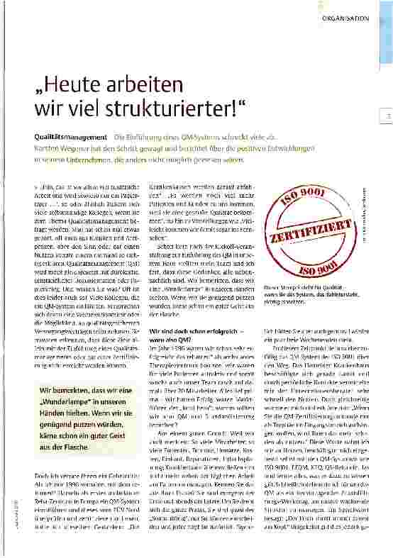 Vorschauseite 1: Heute arbeiten wir viel strukturierter