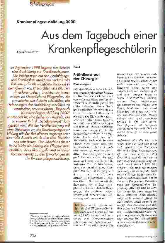Vorschauseite 1: Aus dem Tagebuch einer Krankenpflegeschülerin