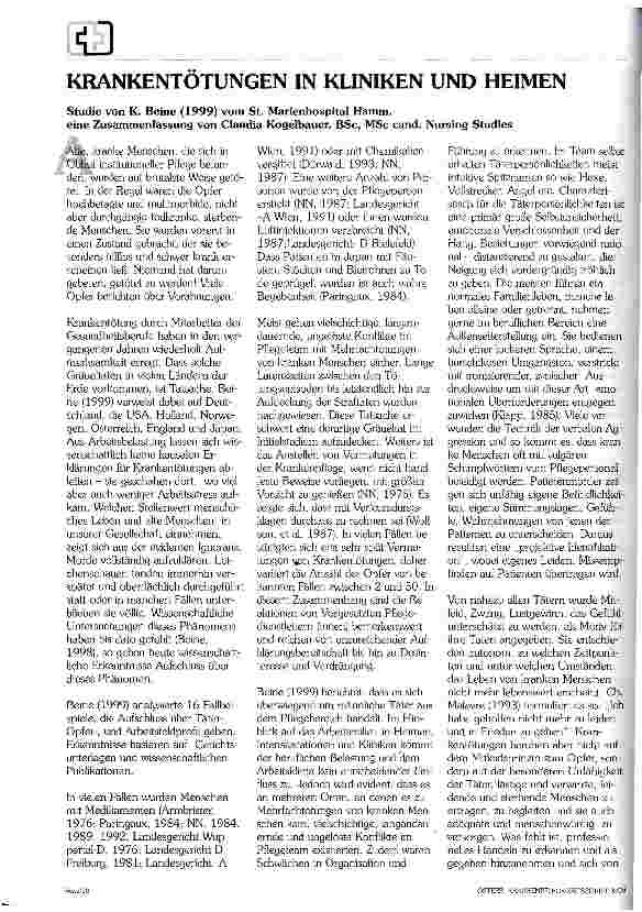 Vorschauseite 1: Krankentötungen in Kliniken und Heimen Studie von K. Beine (1999) vom St. Marienhospital Hamm