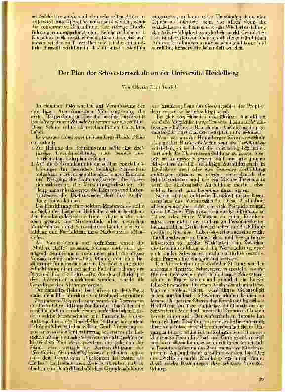 Vorschauseite 1: Der Plan der Schwesternschule an der Universität Heidelberg
