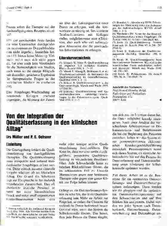 Vorschauseite 1: Von der Integration der Qualitätserfassung in den klinischen Alltag