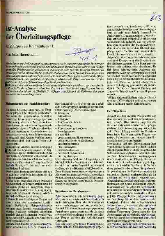 Vorschauseite 1: Ist-Analyse der Überleitungspflege Erfahrungen im Krankenhaus H.
