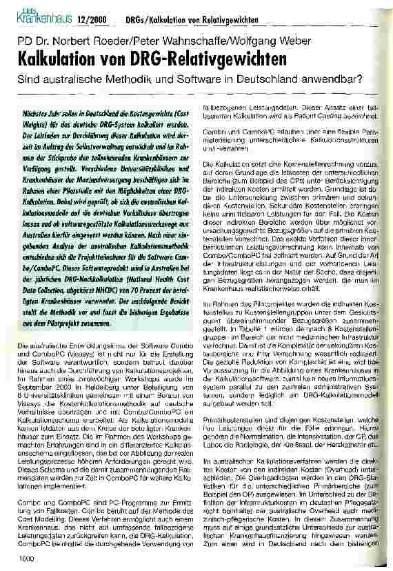 Vorschauseite 1: Kalkulation von DRG-Relativgewichten