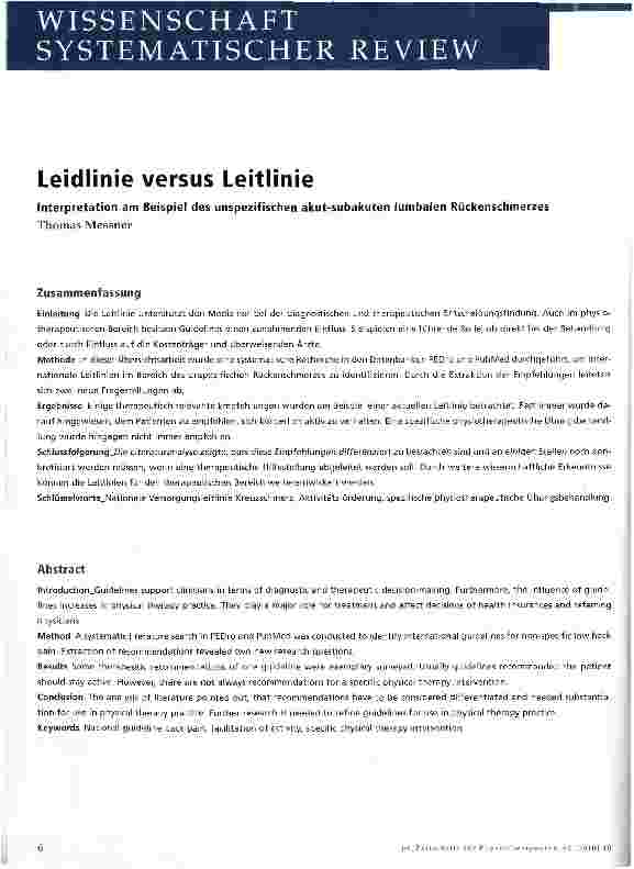 Vorschauseite 1: Leidlinie versus Leitlinie