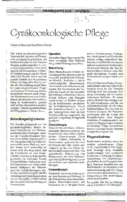 Vorschauseite 1: Gynäkoonkologische Pflege