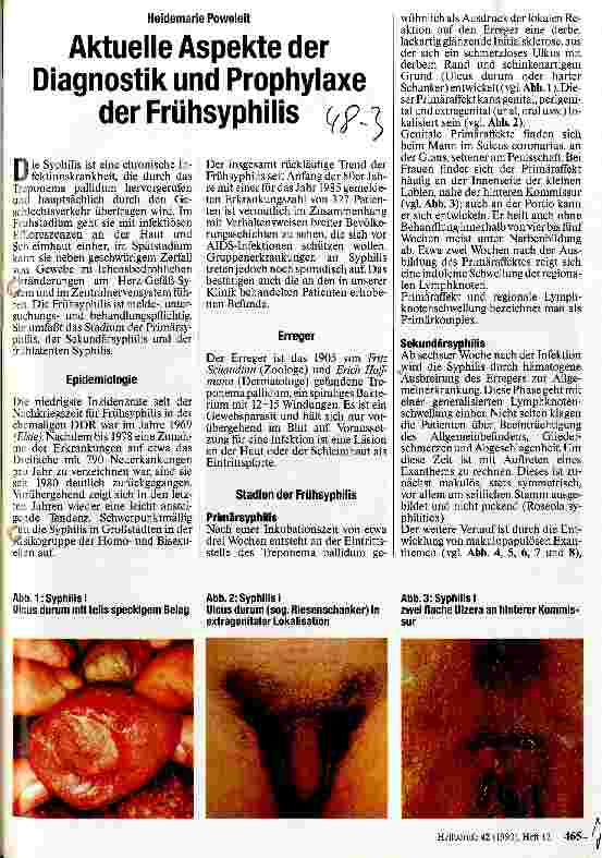 Vorschauseite 1: Aktuelle Aspekte der Diagnostik und Prophylaxe der Frühsyphilis