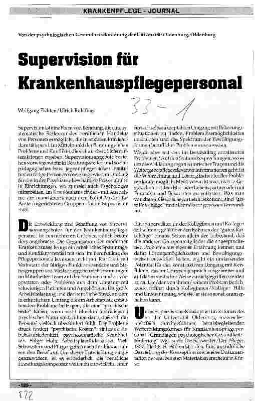 Vorschauseite 1: Supervision für Krankenhauspersonal Psychologische Gesundheitsförderung der Uni Oldenburg