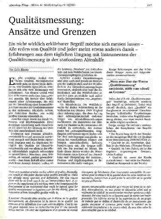 Vorschauseite 1: Qualitätsmessung: Ansätze und Grenzen