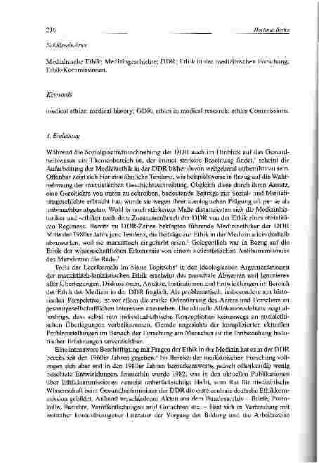 Vorschauseite 2: Eine AG Ethik der DDR als erste zentrale deutsche Ethikkommission Zum Umgang mit ethischen Fragen bei der Forschung am Menschen in der DDR