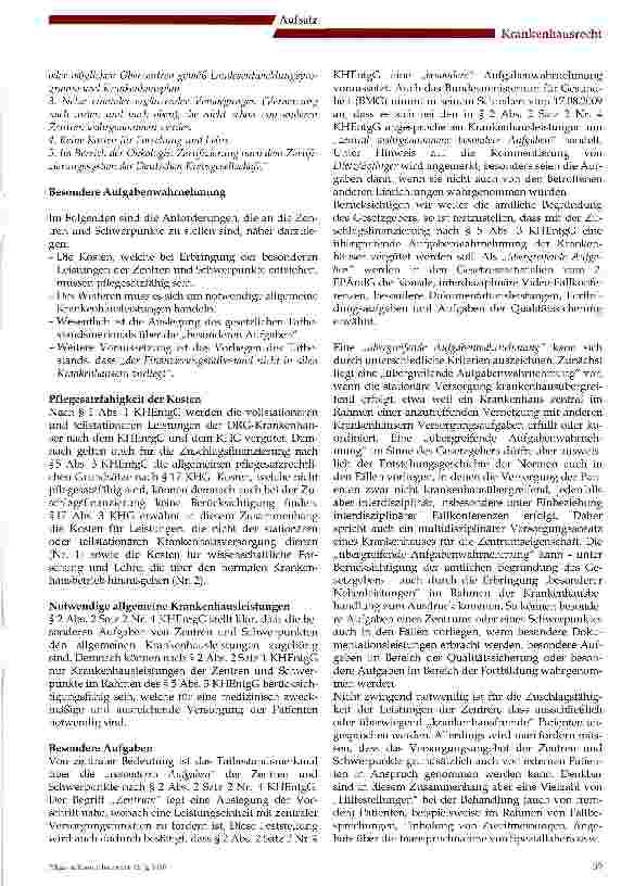 Vorschauseite 3: Die Krankenhausfinanzierung im Hinblick auf besondere Aufgaben der Zentren und Schwerpunkte