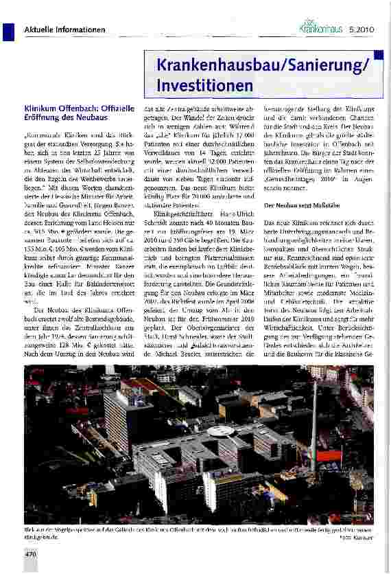 Vorschauseite 1: Krankenhausbau/Sanierung/ Investitionen