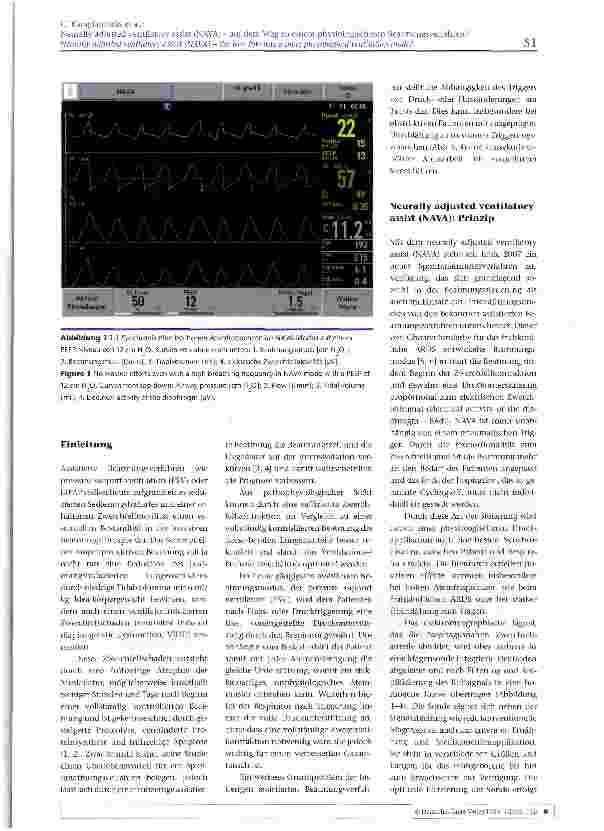 Vorschauseite 2: Neurally adjusted ventilatory assist (NAVA) -auf dem Weg zu einem physiologischeren Beatmungsverfahren?