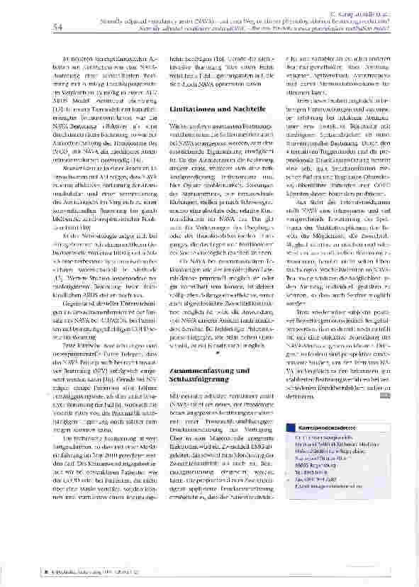 Vorschauseite 5: Neurally adjusted ventilatory assist (NAVA) -auf dem Weg zu einem physiologischeren Beatmungsverfahren?