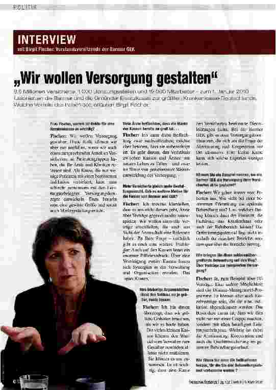 Vorschauseite 1: „Wir wollen Versorgung gestalten