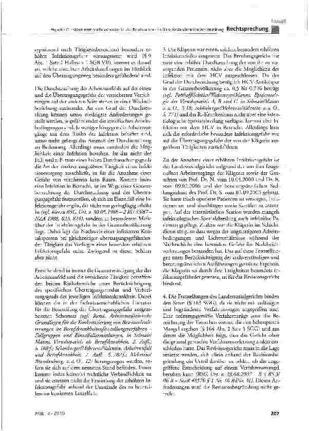 Vorschauseite 6: Hepatitis C-Infektion einer Krankenschwester ist eine Berufskrankheit im Sinne der Berufskrankheiten-Verordnung