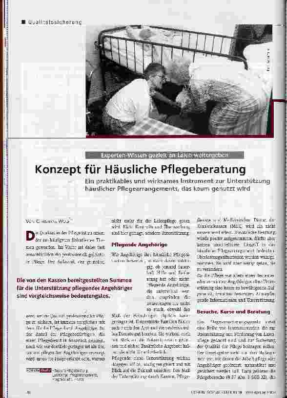 Vorschauseite 1: Konzept für Häusliche Pflegeberatung Experten-Wissen gezielt an Laien weitergeben