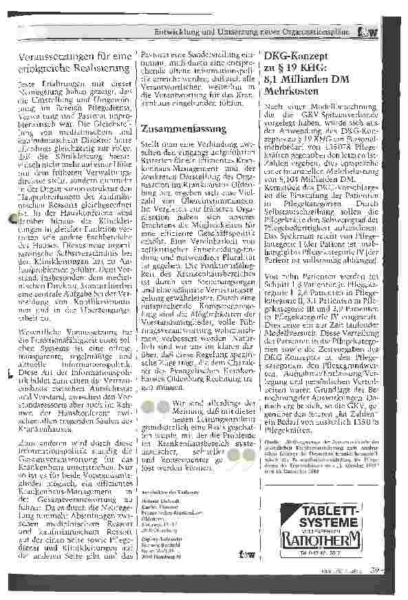 Vorschauseite 3: Entwicklung und Umsetzung neuer Organisationspläne Modell-Beispiel: Evangelisches Krankenhaus Oldenburg - 2. Teil