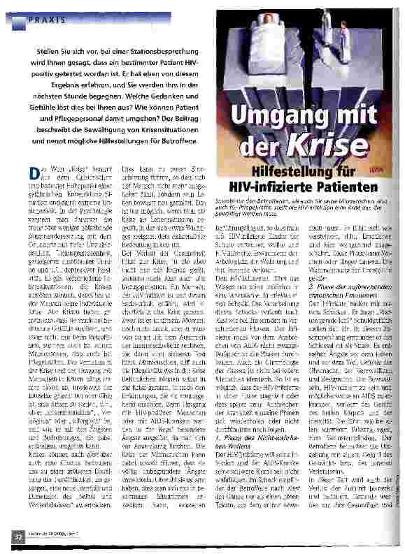 Vorschauseite 1: Umgang mit der Krise Hilfestellung für HIV-infizierte Patienten