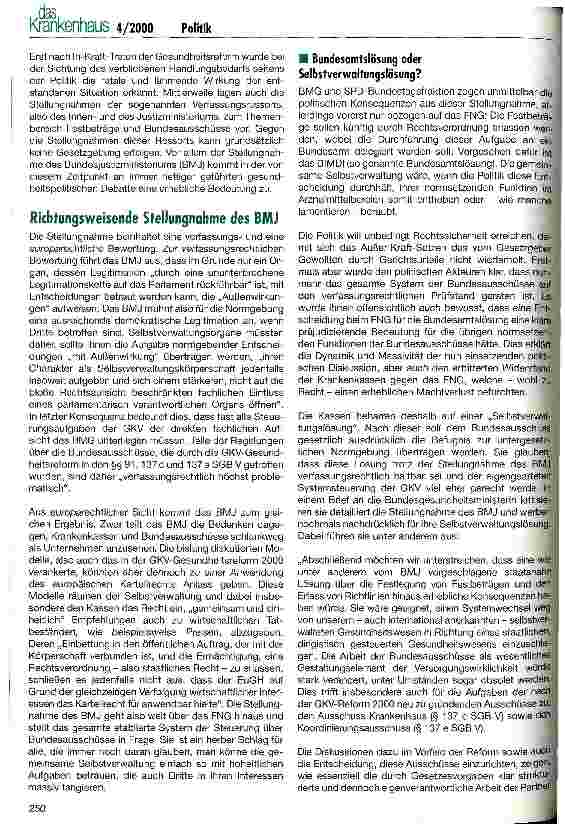 Vorschauseite 2: Befindet sich das deutsche Gesundheitswesen auf dem Weg in die Staatsmedizin? Die politische Diskussion um die Stellung der Bundesausschüsse hat begonnen