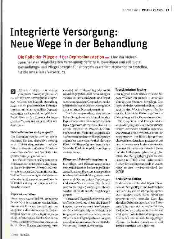 Vorschauseite 1: Integrierte Versorgung: Neue Wege in der Behandlung