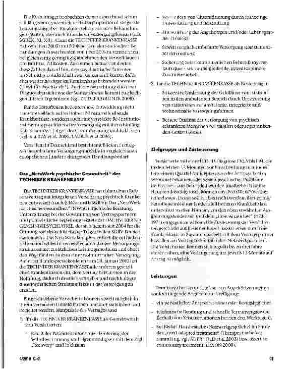 Vorschauseite 2: „Managed Care in der Psychiatrie? DasTK-„NetzWerk psychische Gesundheit als Modell für die integrierte Versorgung psychisch Kranker