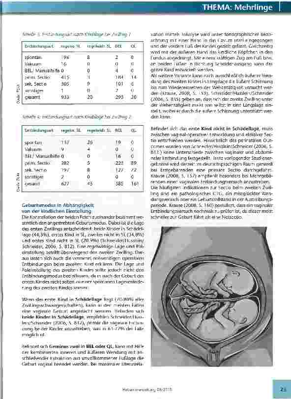 Vorschauseite 2: Vergleich zwischen vaginaler Zwillingsgeburt und Zwillingsgeburt per Sectio caesarea