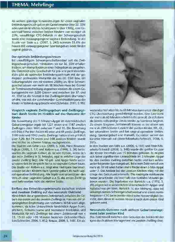 Vorschauseite 3: Vergleich zwischen vaginaler Zwillingsgeburt und Zwillingsgeburt per Sectio caesarea