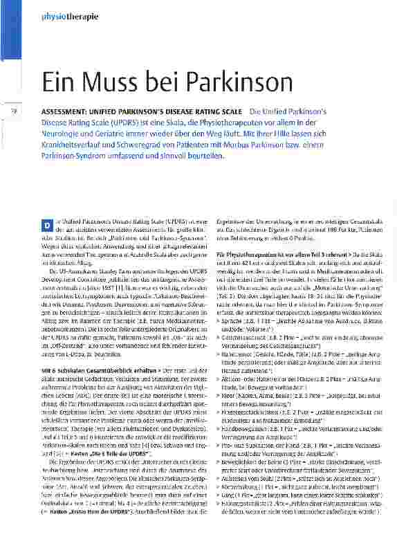 Vorschauseite 1: Ein Muss bei Parkinson