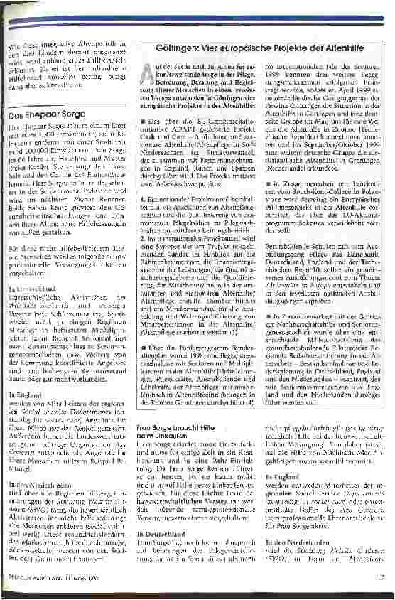 Vorschauseite 2: Herr und Frau Sorge in Europa Welche Unterstützungsangebote gibt es für ältere Menschen in Deutschland, England und in den Niederlanden?