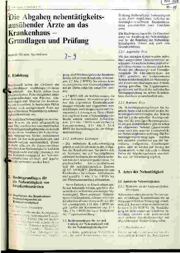 Vorschauseite 1: Die Abgaben nebentätigkeitsausübender Ärzte an das Krankenhaus Grundlagen und Prüfung