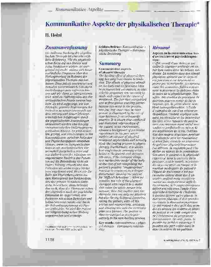Vorschauseite 1: Kommunikative Aspekte der physikalischen Therapie