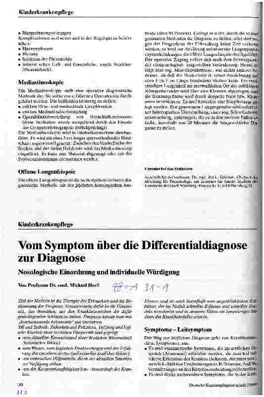 Vorschauseite 1: Vom Symptom über die Differentialdiagnose zur Diagnose Nosologische Einordnung und individuelle Würdigung