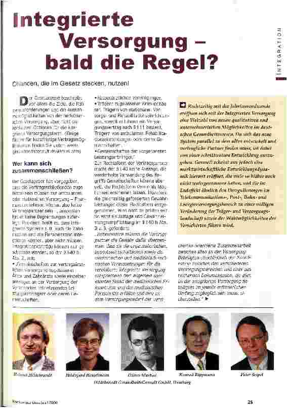 Vorschauseite 1: Integrierte Versorgung - bald die Regel? Chancen, die im Gesetz stecken, nutzen!