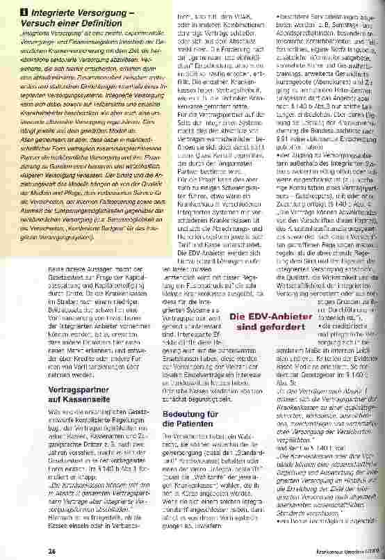 Vorschauseite 2: Integrierte Versorgung - bald die Regel? Chancen, die im Gesetz stecken, nutzen!
