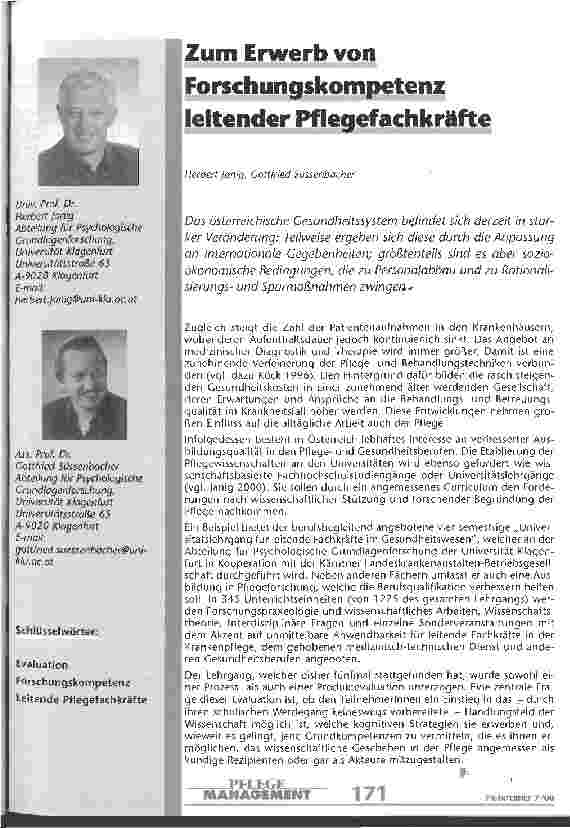 Vorschauseite 1: Zum Erwerb von Forschungskompetenz leitender Pflegefachkräfte