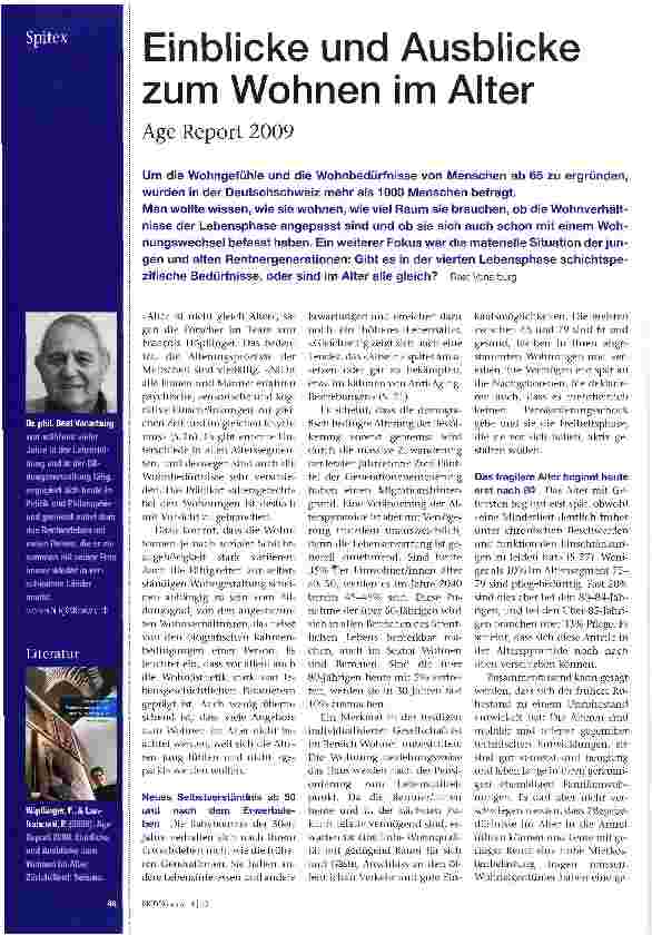 Vorschauseite 1: Einblicke und Ausblicke zum Wohnen im Alter