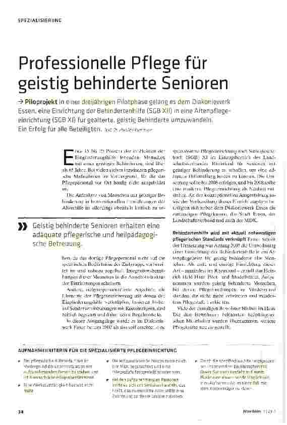 Vorschauseite 1: Professionelle Pflege für geistig behinderte Senioren