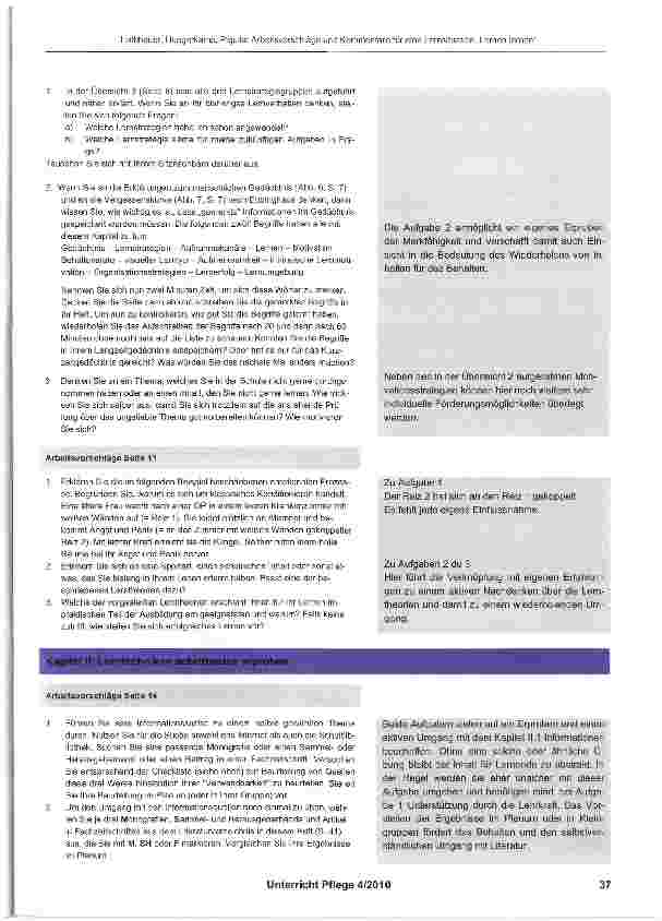Vorschauseite 2: Arbeitsvorschläge und Kommentare für eine Lernsituation: Lernen lernen