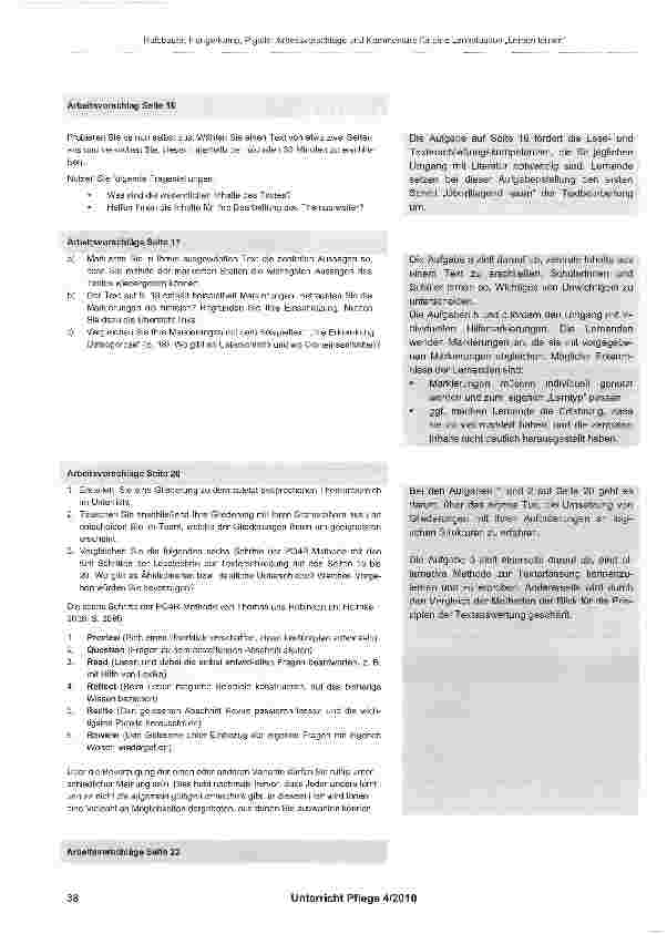Vorschauseite 3: Arbeitsvorschläge und Kommentare für eine Lernsituation: Lernen lernen