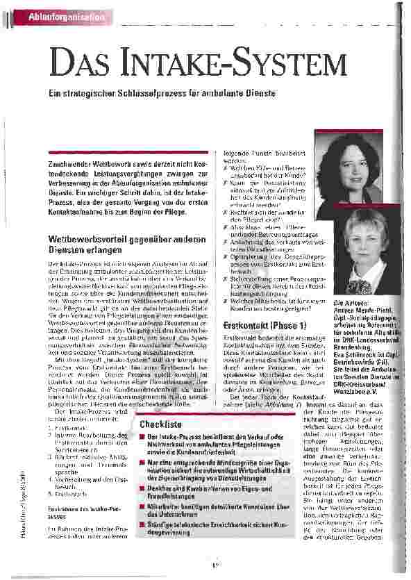 Vorschauseite 1: Das Intake-System