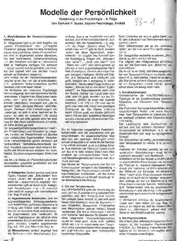 Vorschauseite 1: Modelle der Persönlichkeit