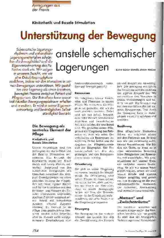 Vorschauseite 1: Unterstützung der Bewegung anstelle schematischer Lagerungen