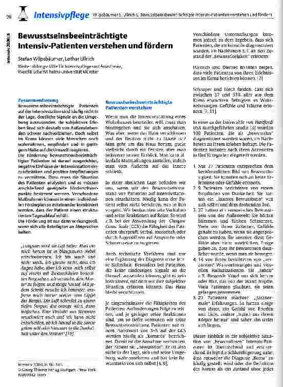 Vorschauseite 1: Bewusstseinsbeeinträchtigte Intensiv-Patienten verstehen und fördern