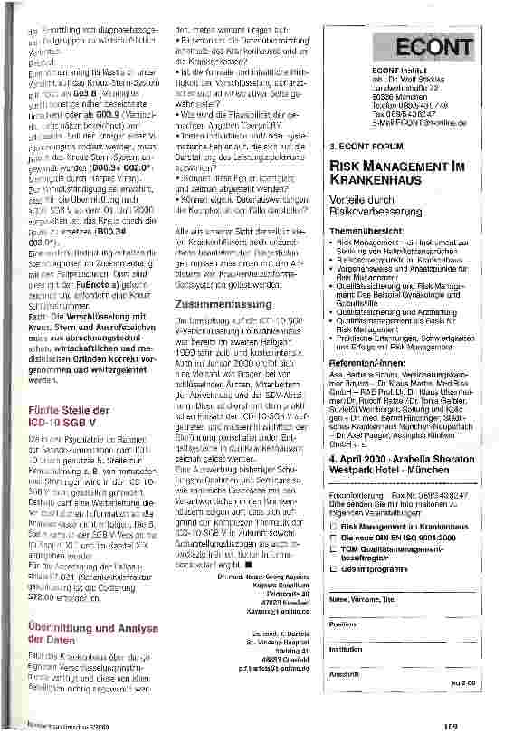 Vorschauseite 3: Viele Fragen bleiben offen Konkrete Probleme bei der Umsetzung der ICD-10 SGB V