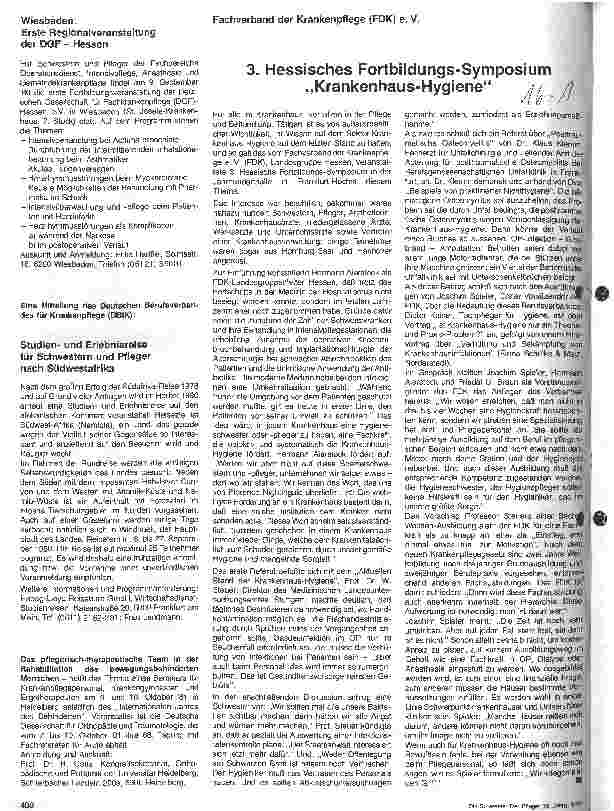 Vorschauseite 1: 3. Hessisches Fortbildungs-Symposium Krankenhaus-Hygiene