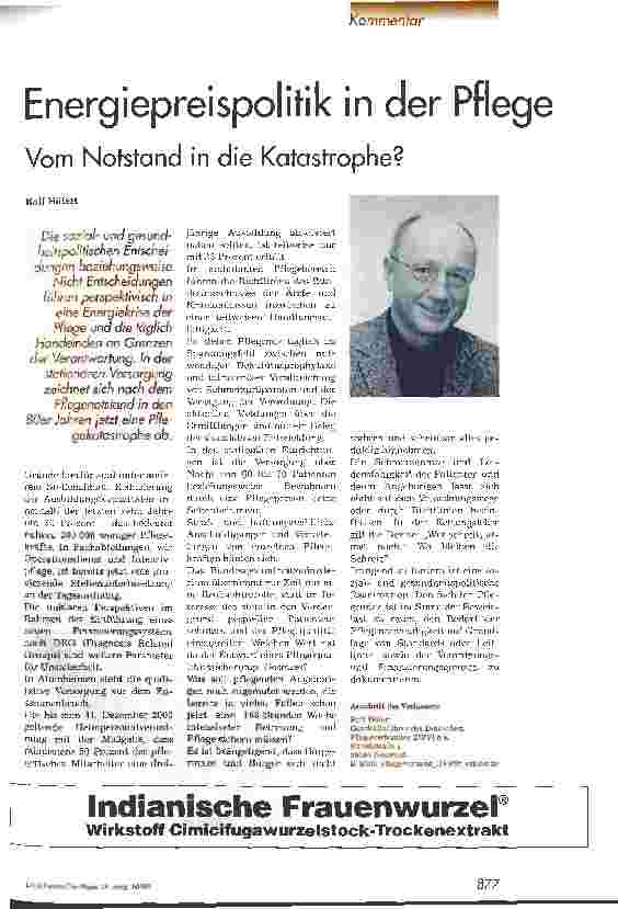 Vorschauseite 1: Energiepreispolitik in der Pflege Vom Notstand in die Katastrophe?