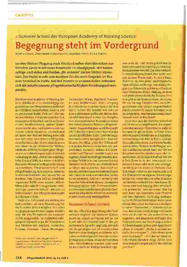Vorschauseite 1: Begegnung steht im Vordergrund