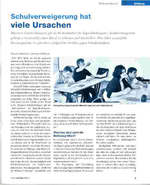 Vorschauseite 1: Schulverweigerung hat viele Ursachen
